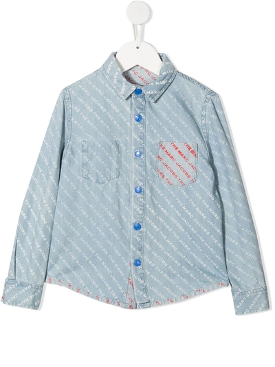The Marc Jacobs Kids' Logo-print Denim Shirt In Blue