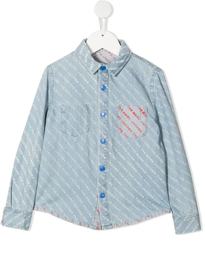 Marc Jacobs Kids' Logo-print Denim Shirt In Blue