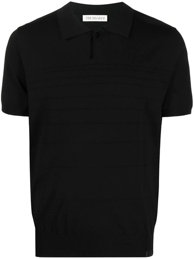 Trussardi Fine-stripe Polo Shirt In Black