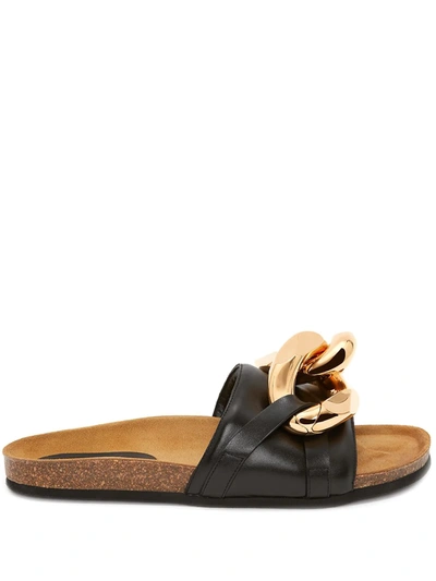 Jw Anderson Chain Loafer Slip-on Sandals In Black