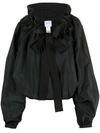 Patou Gros Grain Top With Gathered Collar In Black
