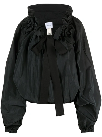 Patou Ruffled Collar Voluminous Faille Blouse In Black