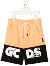 Gcds Teen Logo-print Track Shorts In Orange