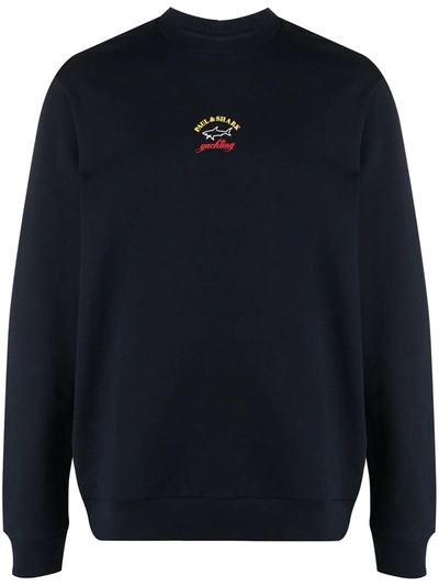 Paul & Shark Logo-print Cotton Sweatshirt In Dark Blue
