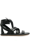 Marsèll Flat Sandals Mars&egrave;ll Cornice Sandal In Volonata Leather In Black