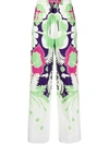 Valentino Floral Cotton High-rise Wide-leg Pants In Green