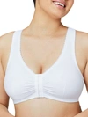 Glamorise Front-close Cotton T-back Wire-free Comfort Bra In White