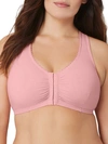 Glamorise Front-close Cotton T-back Wire-free Bra In Pink Blush