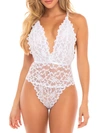 Oh La La Cheri Jeana Plunge High Leg Galloon Lace Teddy In White