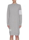 Thom Browne 4-bar Long Sleeve Sweatshirt Dress In Grey