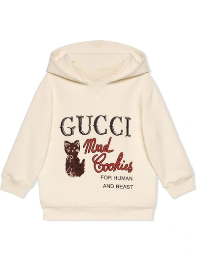 Gucci Kids' Slogan-print Hoodie In White