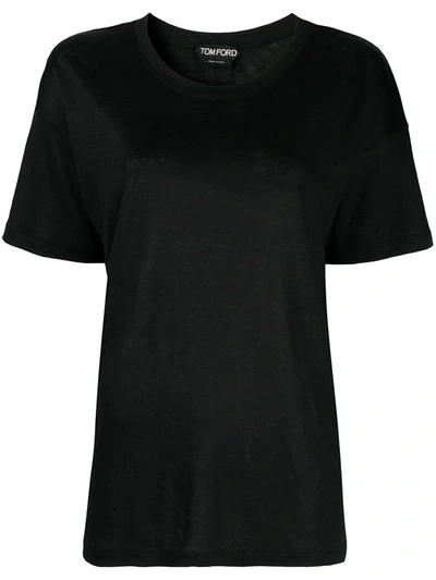 Tom Ford Rolled-sleeve Jersey T-shirt With Logo At Back In Black