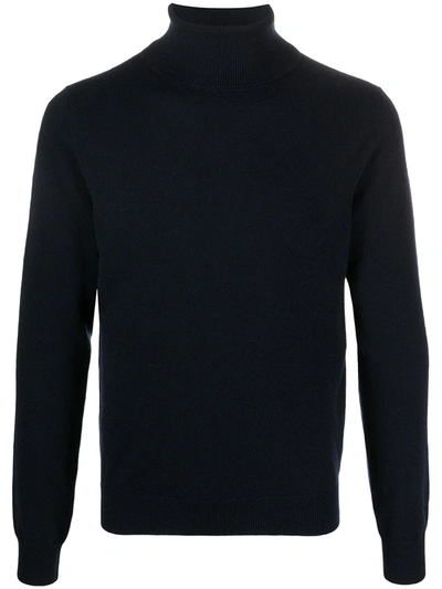Malo Turtleneck Ribbed Pullover In Blue