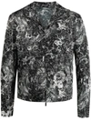 Emporio Armani Abstract-print Hooded Jacket In Black