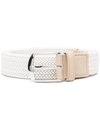 CANALI WOVEN LEATHER-TRIM BELT