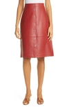 Ted Baker Womens Dk-red Deetra High-waisted Leather Pencil Skirt 12 In Dark Red