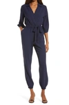 FRAICHE BY J FRAICHE BY J TIE WAIST LONG SLEEVE JUMPSUIT,FD 2972