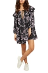 FREE PEOPLE SUNBAKED FLORAL LONG SLEEVE SWING MINIDRESS,OB1242985