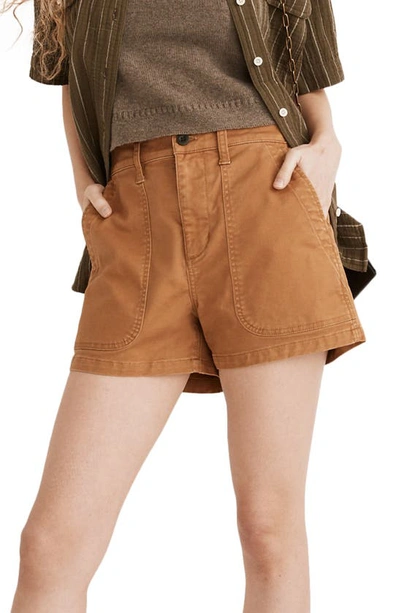 Madewell Perfect Military Twill Shorts In Dried Barley