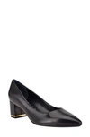 Calvin Klein Nita Womens Leather Slip On Pointed Toe Heels In Black Leather