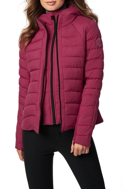 Bernardo Hooded Quilted Water Repellent Jacket In Rosewood