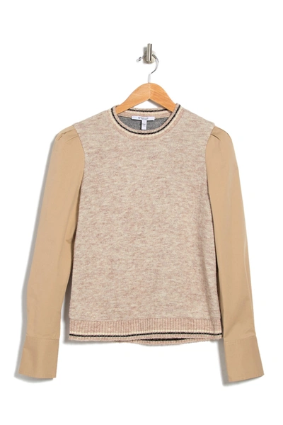 Derek Lam 10 Crosby Milton Mixed Media Sweater In Kha-d