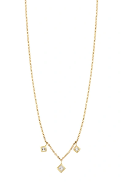 Bony Levy Maya 18k Yellow Gold Princess-cut Triple Diamond Shaker Necklace In 18ky