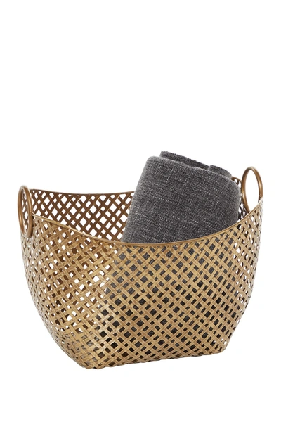 Willow Row Large Gold Metal Basket