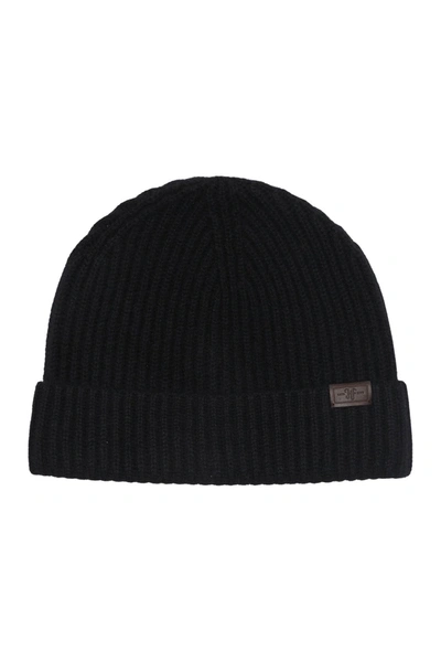 Hickey Freeman Cashmere Knit Cuffed Beanie In Black