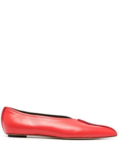 Marni Panelled Pointed-toe Ballerina Shoes In Red