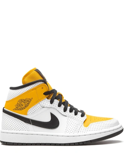 Jordan Air  1 Mid Women's Shoe In White,university Gold,black