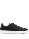 Emporio Armani Nylon Sneakers With Jacquard All-over Eagle In Black