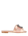 Manolo Blahnik Martamod Embellished Grosgrain-trimmed Satin Slides In Blush