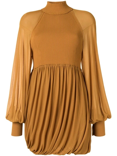Proenza Schouler Paneled Jersey And Ribbed-knit Blouse In Neutrals