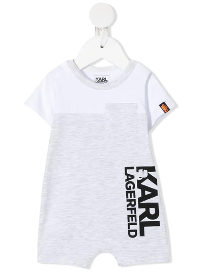Karl Lagerfeld Babies' Logo-print Short-sleeved Shorties In 灰色