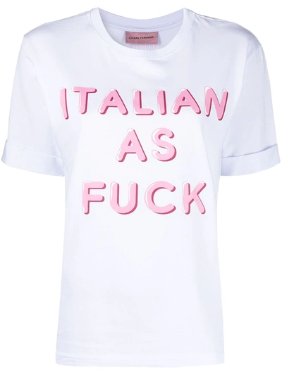 Chiara Ferragni T Shirt Stampa Italian As Fuck In White,pink