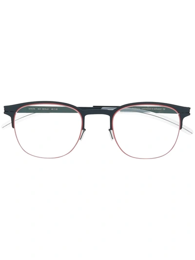 Mykita Neville Pantos-frame Glasses In Navy/rustyred