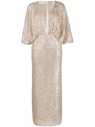 Elisabetta Franchi Sequin Embellished Evening Dress In Gold