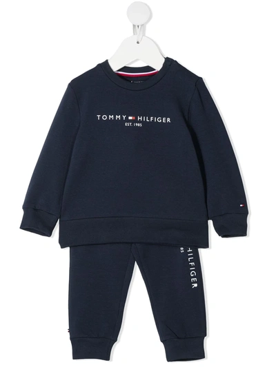 Tommy Hilfiger Junior Babies' Logo Print Tracksuit Set In 蓝色