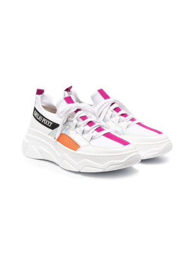 Emilio Pucci Junior Teen Ribbon-trim Lace-up Trainers In White