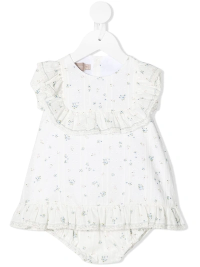 La Stupenderia Babies' White Floral Dress With Ruffles
