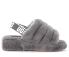 UGG UGG FLUFF YEAH SLIPPER SANDAL MADE OF GRAY SHEEPSKIN,1095119-CHARCOAL