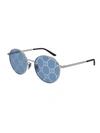 Gucci Gg-lens Round-frame Sunglasses In Silver Silver Blue