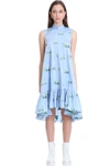 RED VALENTINO DRESS IN CYAN POLYESTER,11751488