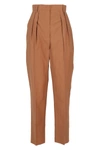 Nanushka Cropped Pleated Cotton-blend Tapered Pants In Rust Marrone