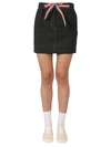 Thom Browne 2ply Fresco Tie Waist Mini Sack Skirt In Grigio