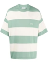 AMI ALEXANDRE MATTIUSSI LOGO-EMBROIDERED STRIPED T-SHIRT