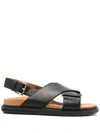 Marni Crisscross Slingback Flat Sandals In Black