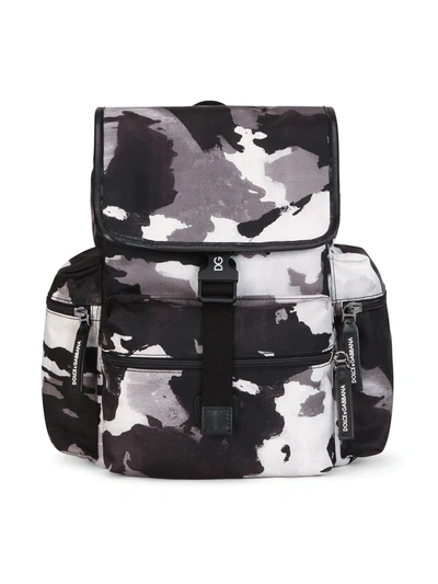 Dolce & Gabbana Kids' Camouflage-pattern Buckled Backpack In Black