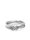 David Yurman Sterling Silver Petite X Diamond Ring (4mm) In Silver